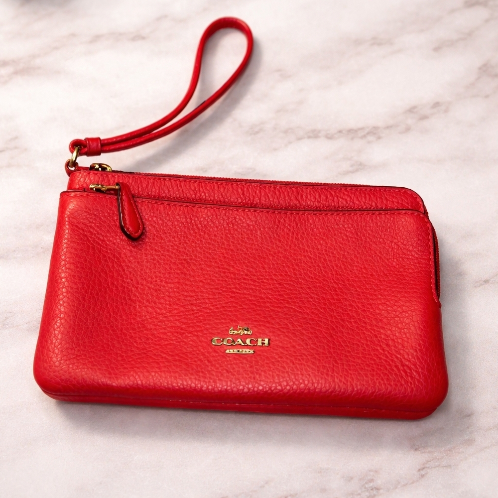 Coach Cherry Red Leather Wristlet
